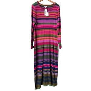 Sundance NWT Maybelle Striped Ribbed Maxi Sweater Dress XL $188